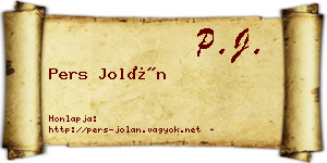Pers Jolán névjegykártya